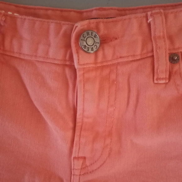 J. Crew Bright Melon Orange Stretch Button Fly Denim Hipslung Shorts Size 4 - Picture 3 of 9